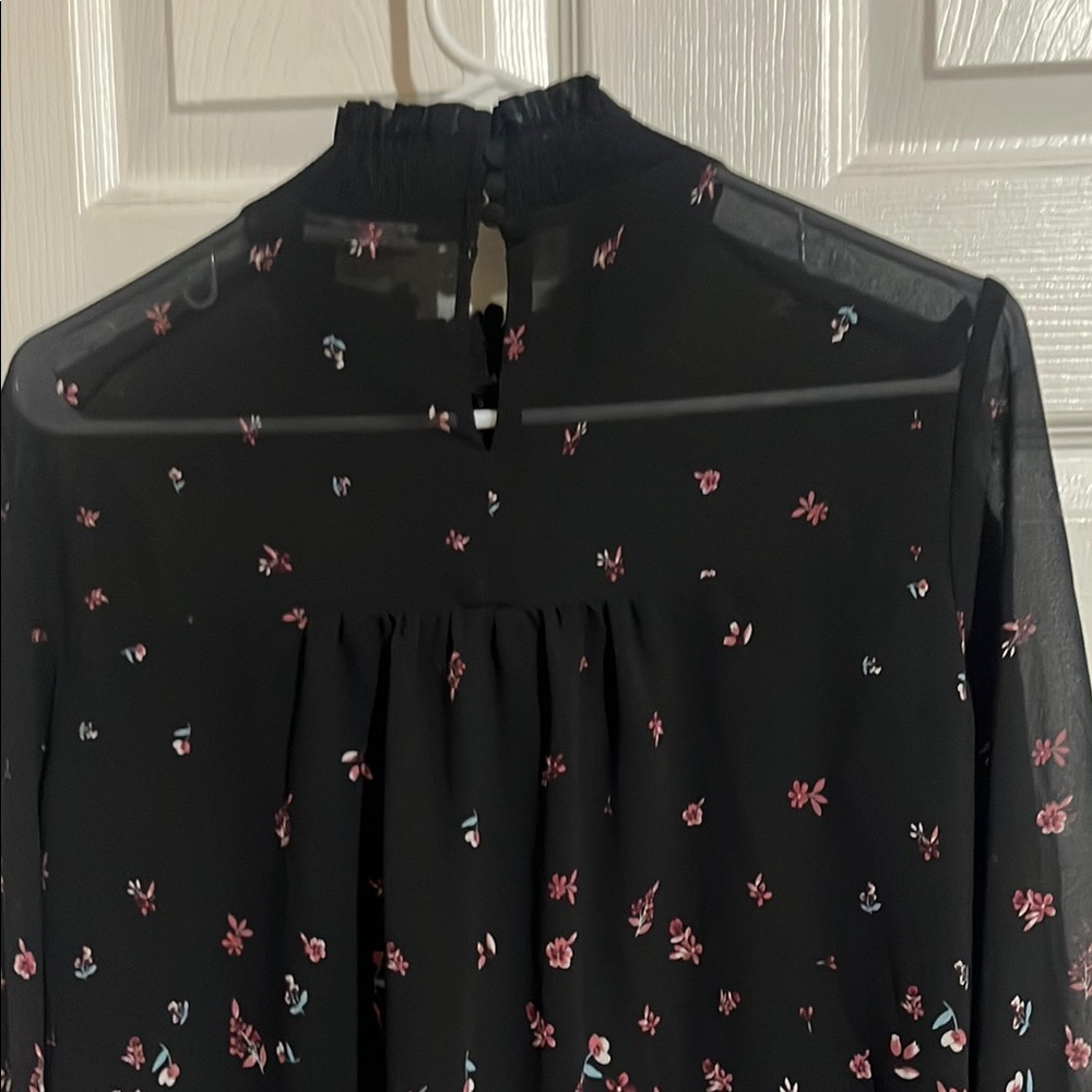 Floral Black and Pink Women's Top - Picture 4 of 5